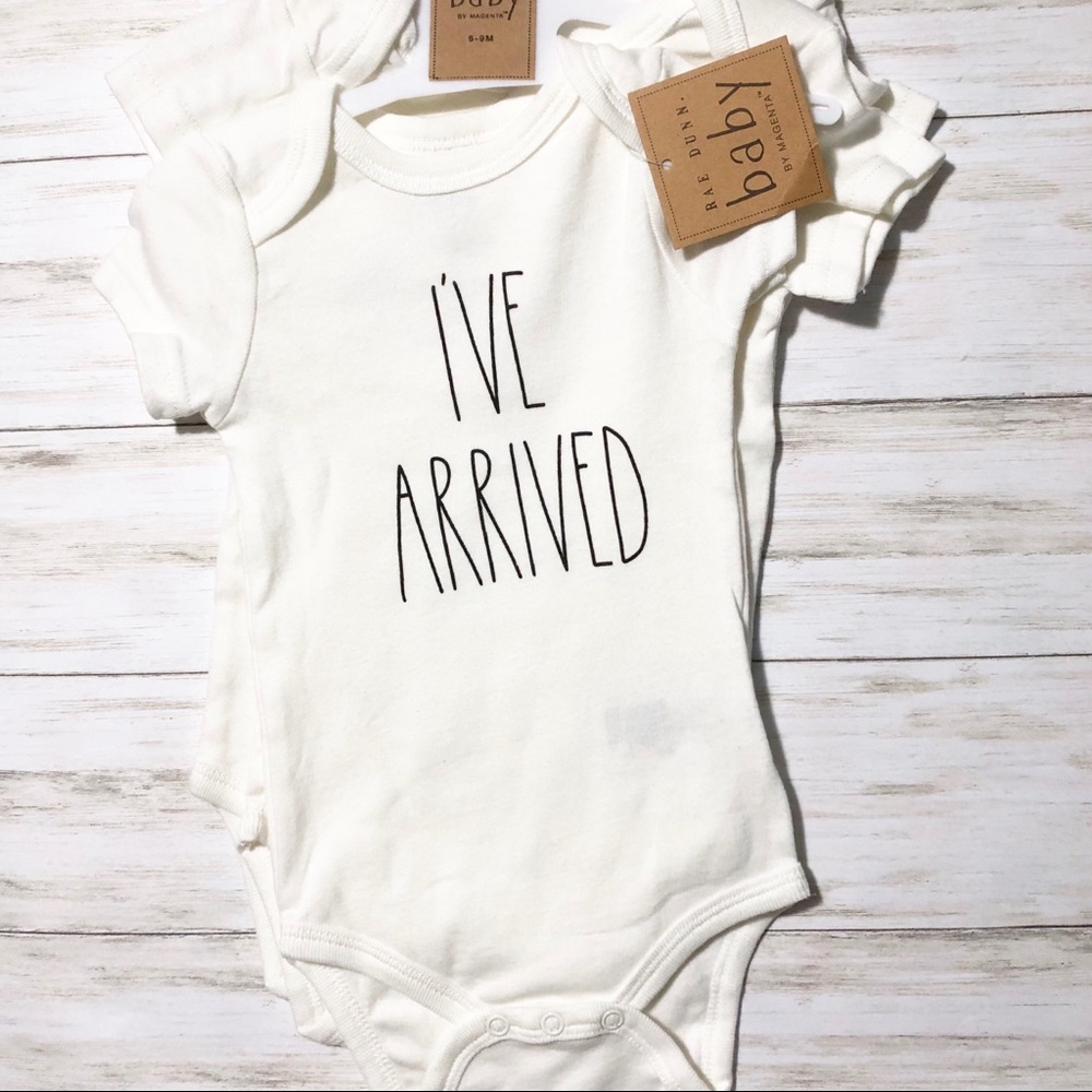 NEW Rae Dunn Onesies & Bib Set with Bonus Gift Bag - Picture 2 of 8